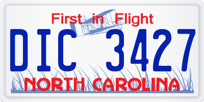 NC license plate DIC3427