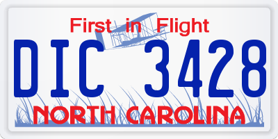 NC license plate DIC3428