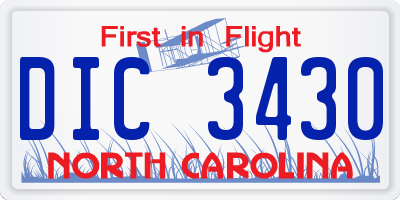 NC license plate DIC3430