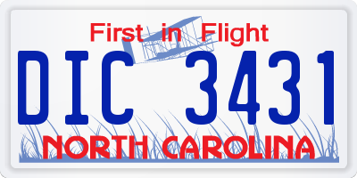 NC license plate DIC3431