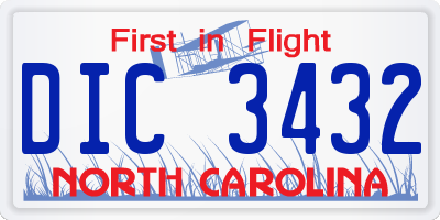 NC license plate DIC3432