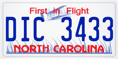 NC license plate DIC3433