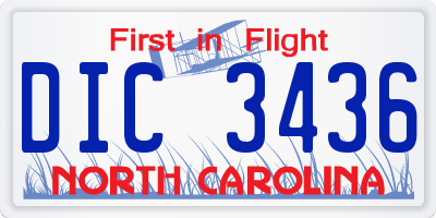 NC license plate DIC3436