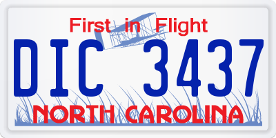 NC license plate DIC3437