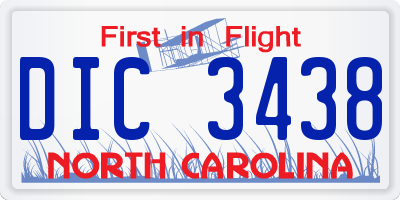 NC license plate DIC3438