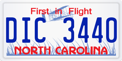 NC license plate DIC3440