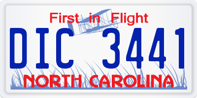NC license plate DIC3441