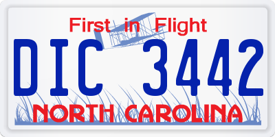 NC license plate DIC3442