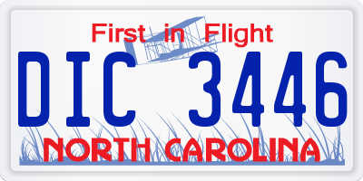 NC license plate DIC3446