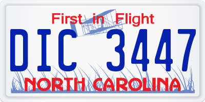 NC license plate DIC3447