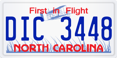 NC license plate DIC3448