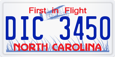 NC license plate DIC3450