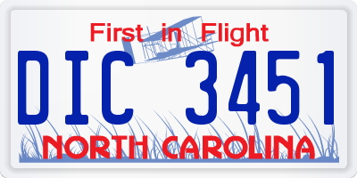 NC license plate DIC3451