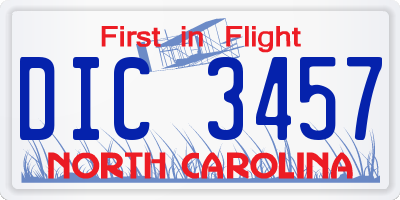 NC license plate DIC3457
