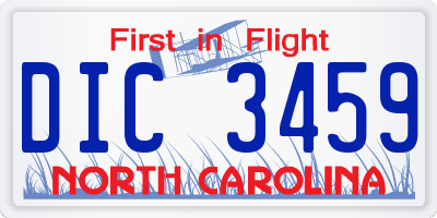 NC license plate DIC3459