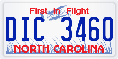 NC license plate DIC3460