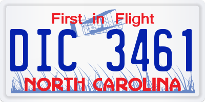 NC license plate DIC3461