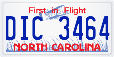 NC license plate DIC3464