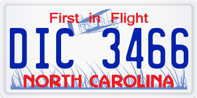 NC license plate DIC3466