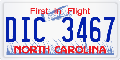 NC license plate DIC3467
