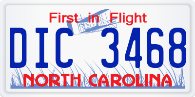 NC license plate DIC3468