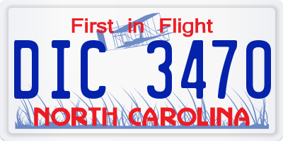 NC license plate DIC3470