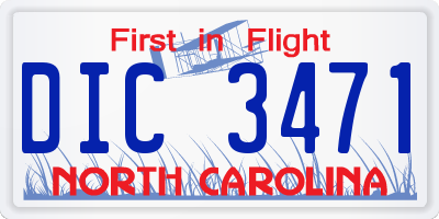 NC license plate DIC3471
