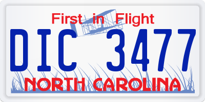 NC license plate DIC3477