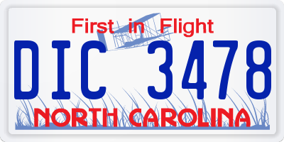 NC license plate DIC3478