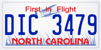 NC license plate DIC3479