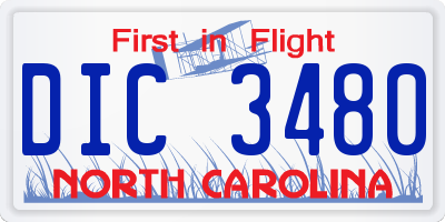 NC license plate DIC3480