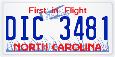 NC license plate DIC3481