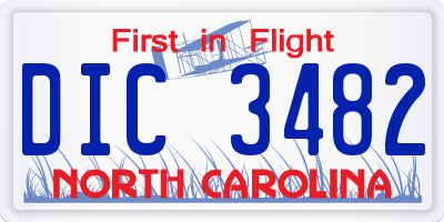 NC license plate DIC3482