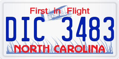 NC license plate DIC3483
