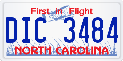 NC license plate DIC3484