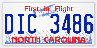 NC license plate DIC3486