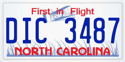 NC license plate DIC3487