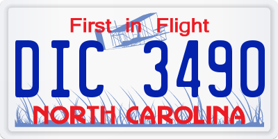 NC license plate DIC3490