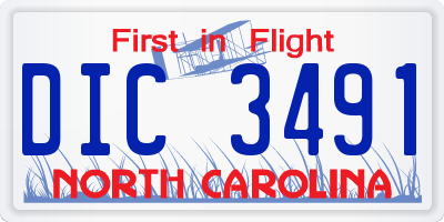 NC license plate DIC3491