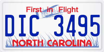 NC license plate DIC3495