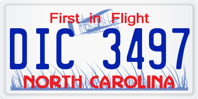 NC license plate DIC3497