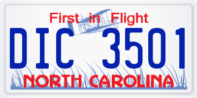 NC license plate DIC3501