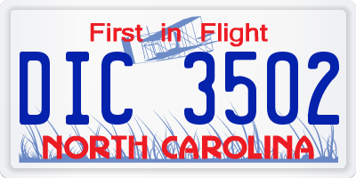 NC license plate DIC3502