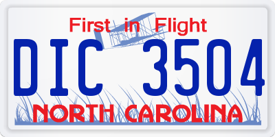 NC license plate DIC3504