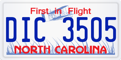 NC license plate DIC3505