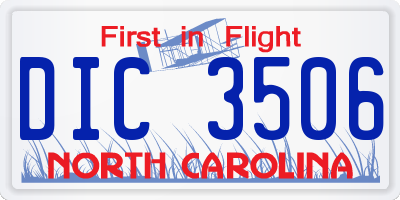 NC license plate DIC3506