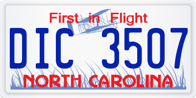 NC license plate DIC3507