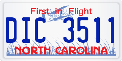 NC license plate DIC3511