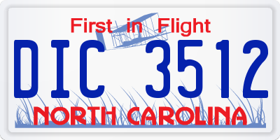 NC license plate DIC3512
