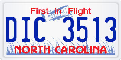 NC license plate DIC3513